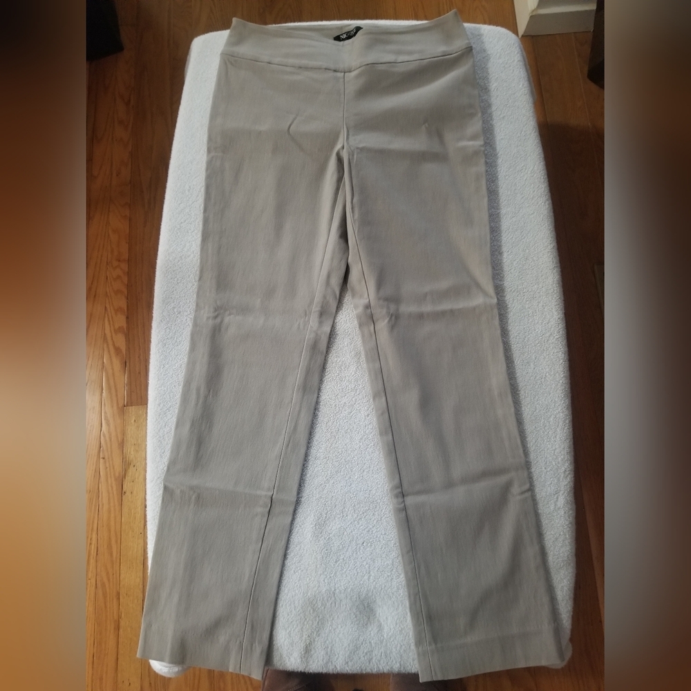 NIC+ZOE 2P Petite Pull On Pants Beige Taupe Straight Leg Stretch